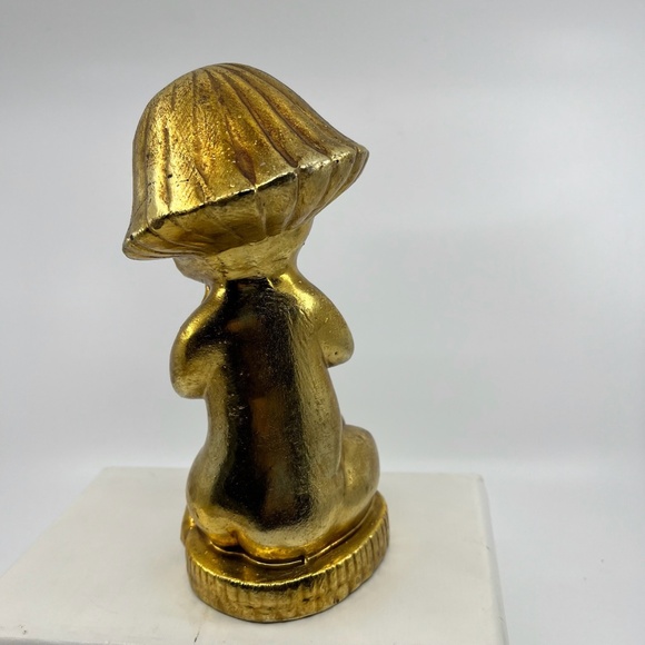 Rare Vintage Gold Finish Little Girl Figurine Piggy Bank - Picture 4 of 16